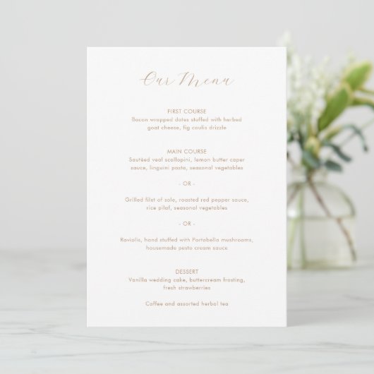 Daria Taupe Modern Wedding Menu (Staand voorkant)
