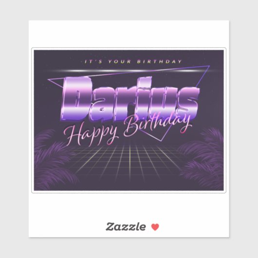 Darius Nom Prénom lila retro Sticker (Feuille)