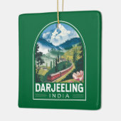 Darjeeling India Travel Art Embleem Keramisch Ornament (Links)