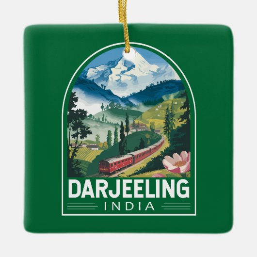 Darjeeling India Travel Art Embleem Keramisch Ornament (Voorkant)