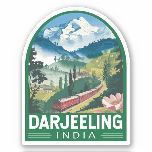 Darjeeling India Travel Art Embleem Sticker (Voorkant)