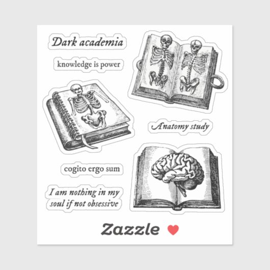 Dark academia anatomie schetsen pack sticker (Vel)