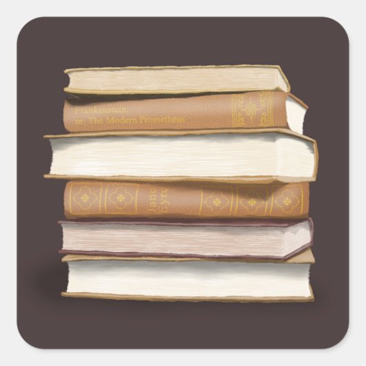 Dark Academia Antique Books Vierkante Sticker (Voorkant)