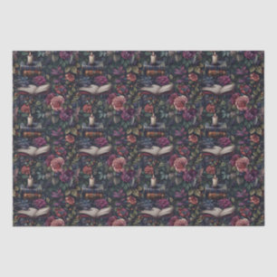 Dark Academia Bloemen, Vogels en Boeken Tissuepapier