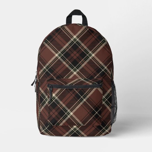 Dark Academia Chestnut Plaid Bedrukte Rugzak (Voorkant)