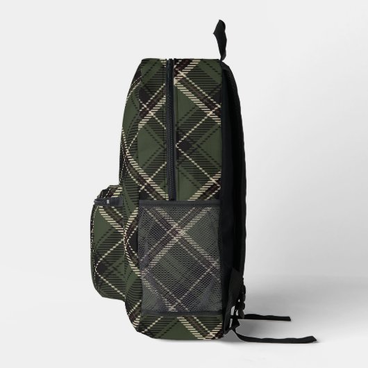 Dark Academia Dark Spruce Green Plaid Bedrukte Rugzak (Rechts)