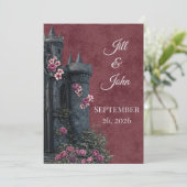 Dark Academia Gothic Castle Invitation Florals (Debout devant)
