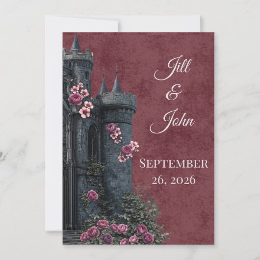 Dark Academia Gothic Castle Invitation Florals (Devant)