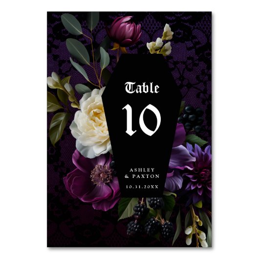 Dark Academia Gothique Floral | Numéro de table (Dos)