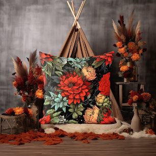 Dark Academia Maximalist Red Dahlia Sierkussen