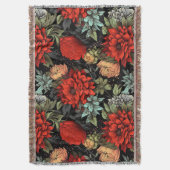 Dark Academia Maximalist Red Dahlia Throw Blanket Deken (Voorkant Verticaal)