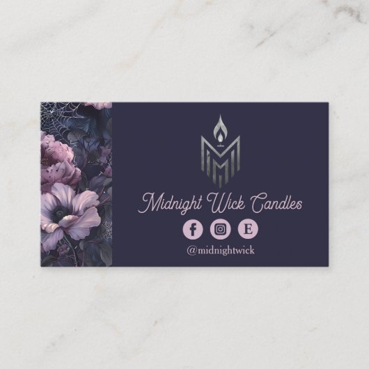 Dark Academia Roses et Spiderwebs Carte de visite (Devant)
