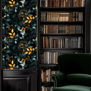 Dark Academia Smaragd en Golfblad Behang