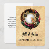Dark Academia Steampunk Clock Wedding Invitation (Devant / Derrière)