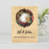 Dark Academia Steampunk Clock Wedding Invitation (Debout devant)