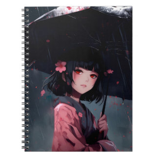Dark Aesthetic Anime Girl with Umbrella Notitieboek