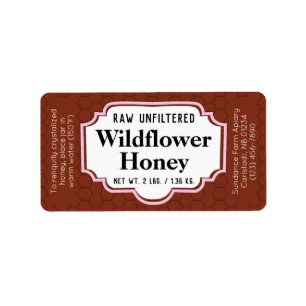 Dark Amber Honeycomb Honey Jar Etiket