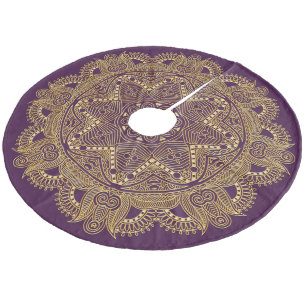 Dark Amethyst Paarse Mandala Star-patroon Fleece Kerstboom Rok