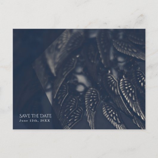 Dark Angel Wings Gothic Glam Chic Bewaar de datum Aankondigingskaart (Voorkant)