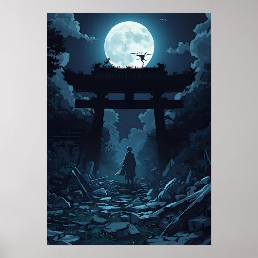 Dark Anime Esthetisch Poster – Gothic Japanese Man (Voorkant)