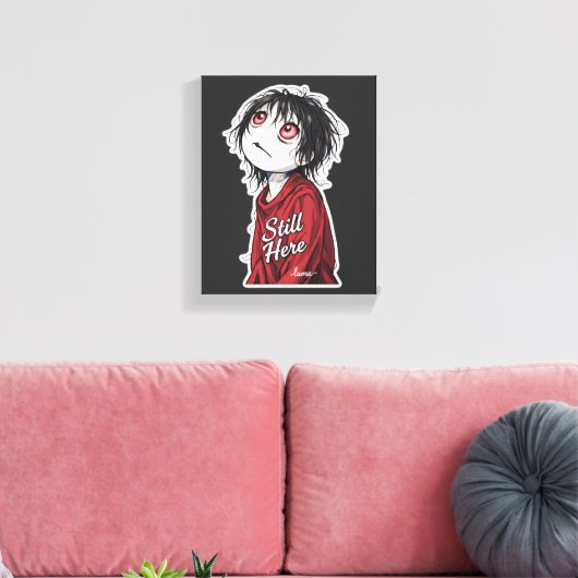 Dark Anime  "Still Here" Aesthetic Gothic Illustra Canvas Afdruk (Insitu (Woonkamer))