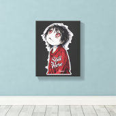 Dark Anime  "Still Here" Aesthetic Gothic Illustra Canvas Afdruk (Insitu (Houten vloer))