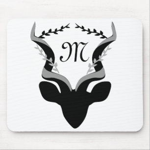 Dark Antelope Silhouette Gepersonaliseerd Monogram Muismat