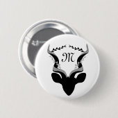 Dark Antelope Silhouette Gepersonaliseerd Monogram Ronde Button 5,7 Cm (Voorkant /achterkant)