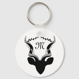 Dark Antelope Silhouette Gepersonaliseerd Monogram Sleutelhanger
