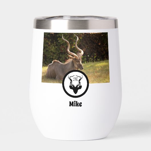Dark Antelope Silhouette Monogram Foto (Achterkant)