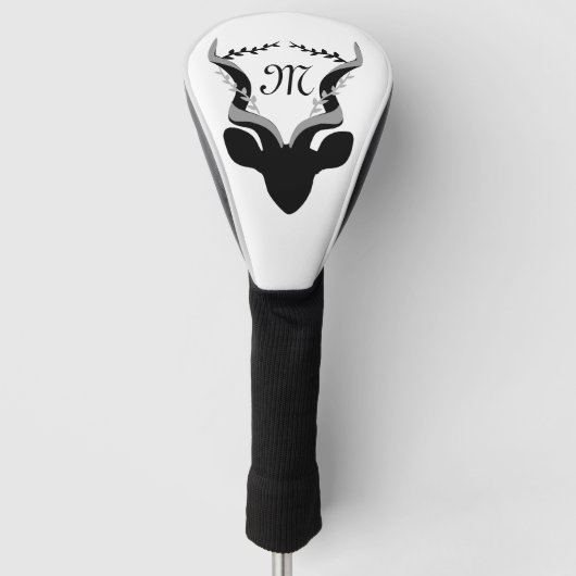 Dark Antelope Silhouette Monogram Golfheadcover (Voorkant)