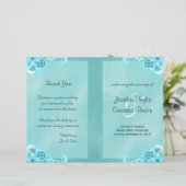 Dark Aqua Blue Floral - Blauwgroen bi-Fold Wedding (Staand voorkant)