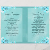 Dark Aqua Blue Floral - Blauwgroen bi-Fold Wedding (Achterkant)