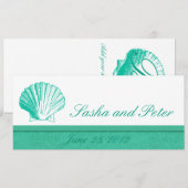 Dark Aqua Shell Beach Wedding Invitations (Devant / Derrière)