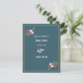 Dark Aqua Vrijgezellenfeest Bloemen Kaart (Staand voorkant)
