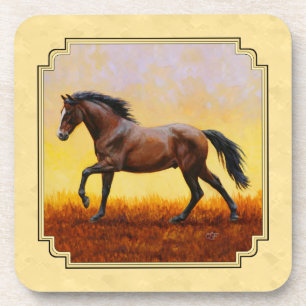 Dark Bay Horse Yellow Bier Onderzetter