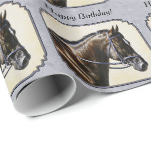 Dark Bay Sport Horse Grey Cadeaupapier