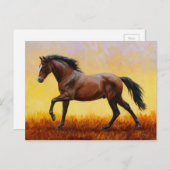 Dark Bay Stallion Horse Galloping Briefkaart (Voorkant / Achterkant)