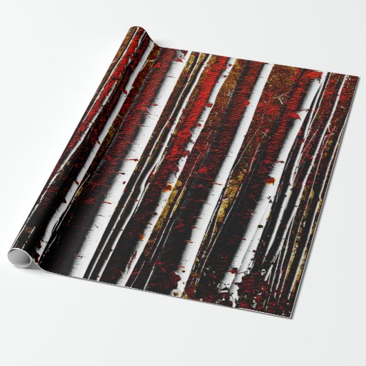 Dark Birch Forest Cadeaupapier (Uitgerold)