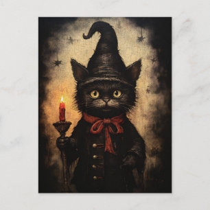 Dark Black Cat Design voor Halloween, Gothic & Occ Briefkaart