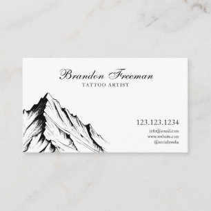 Dark Black & White Mountain Tattoo Artiest Visitekaartje