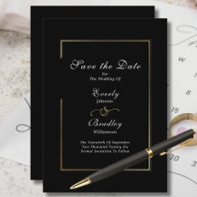 Dark Black White Script Gold Border Bewaar de datu