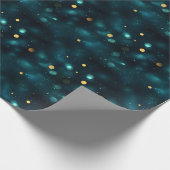 Dark Blauwgroen Bokeh Effect Cadeaupapier (Hoek)