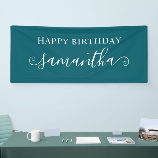 Dark Blauwgroen Happy Birthday Short Curly Swash N Spandoek (Beurs)