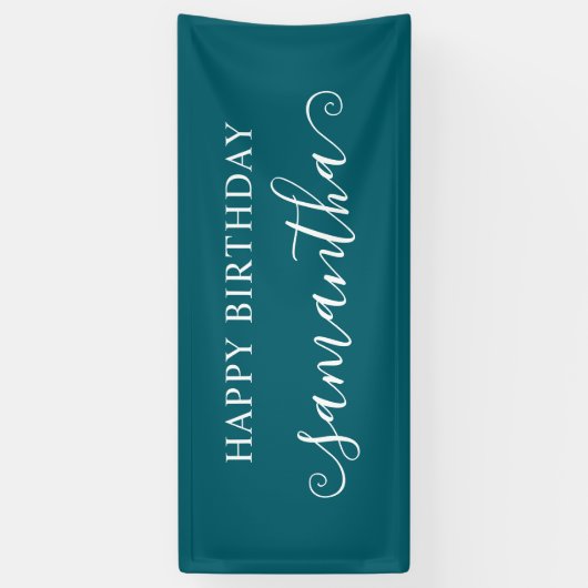 Dark Blauwgroen Happy Birthday Short Curly Swash N Spandoek (Verticaal)