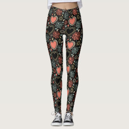 Dark Blooms Delight: Naadloos bloemenpatroon Leggings