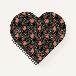 Dark Blooms Delight: Naadloos bloemenpatroon Notitieboek