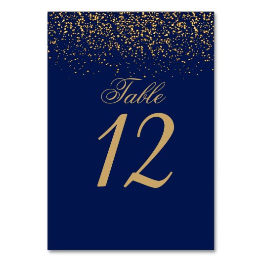 Dark Blue and Gold Confetti Kaart (Voorkant)