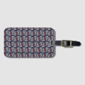Dark Blue and Red Geometric Triangles Pattern Bagagelabel (Voorkant (horizontaal))