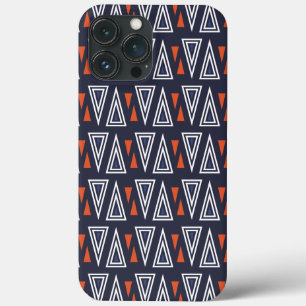 Dark Blue and Red Geometric Triangles Pattern iPhone 13 Pro Max Hoesje